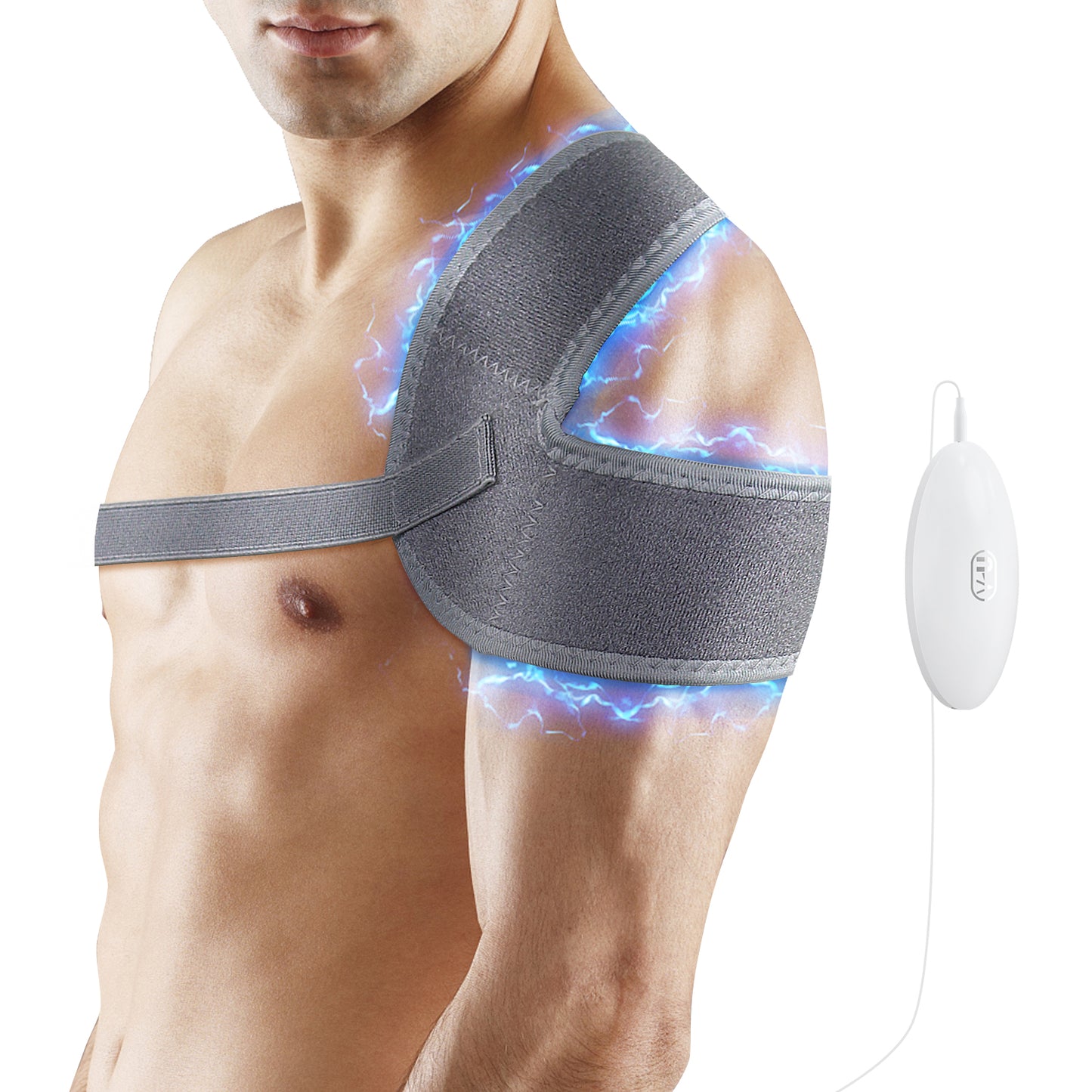 UTOV Micro Current Shoulder Wrap Brace with Massage Portable Shoulder Massager for Circulation and Pain Relief,30min auto-Off, 1000mhA Rechargeable Battery