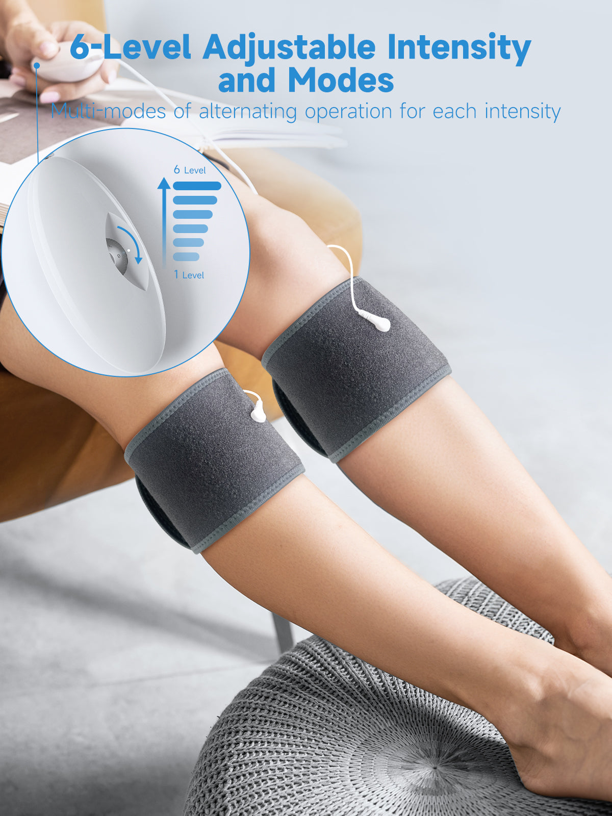 Micro Current Lower Back Brace Masager Portable Abdominal Massager for Circulation and Pain Relief, 6-Level Intensity Adjustable (for Leg&Feet)