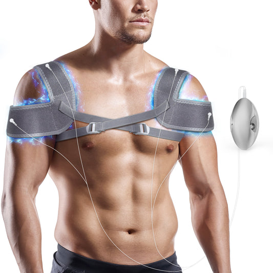 UTOV Micro Current Shoulder Wrap Brace with Massage Portable Shoulder Massager for Circulation and Pain Relief,30min auto-Off, 1000mhA Rechargeable Battery