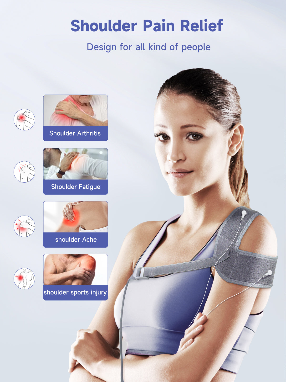 UTOV Micro Current Shoulder Wrap Brace with Massage Portable Shoulder Massager for Circulation and Pain Relief,30min auto-Off, 1000mhA Rechargeable Battery